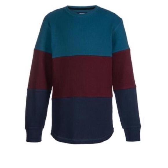 Univibe Big Boys Carrey Color Blocked Thermal T-shirt,Blue,Large - Picture 3 of 6